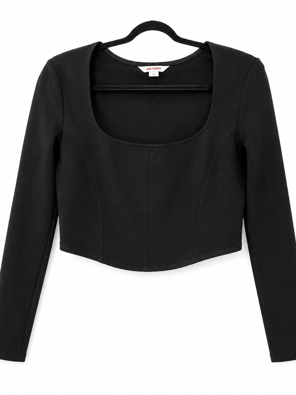 Joe Fresh Black Long Sleeve Crop Top – Size Large